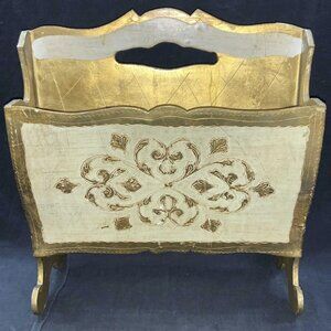FOMERZ Carved Wood Magazine Floor Rack